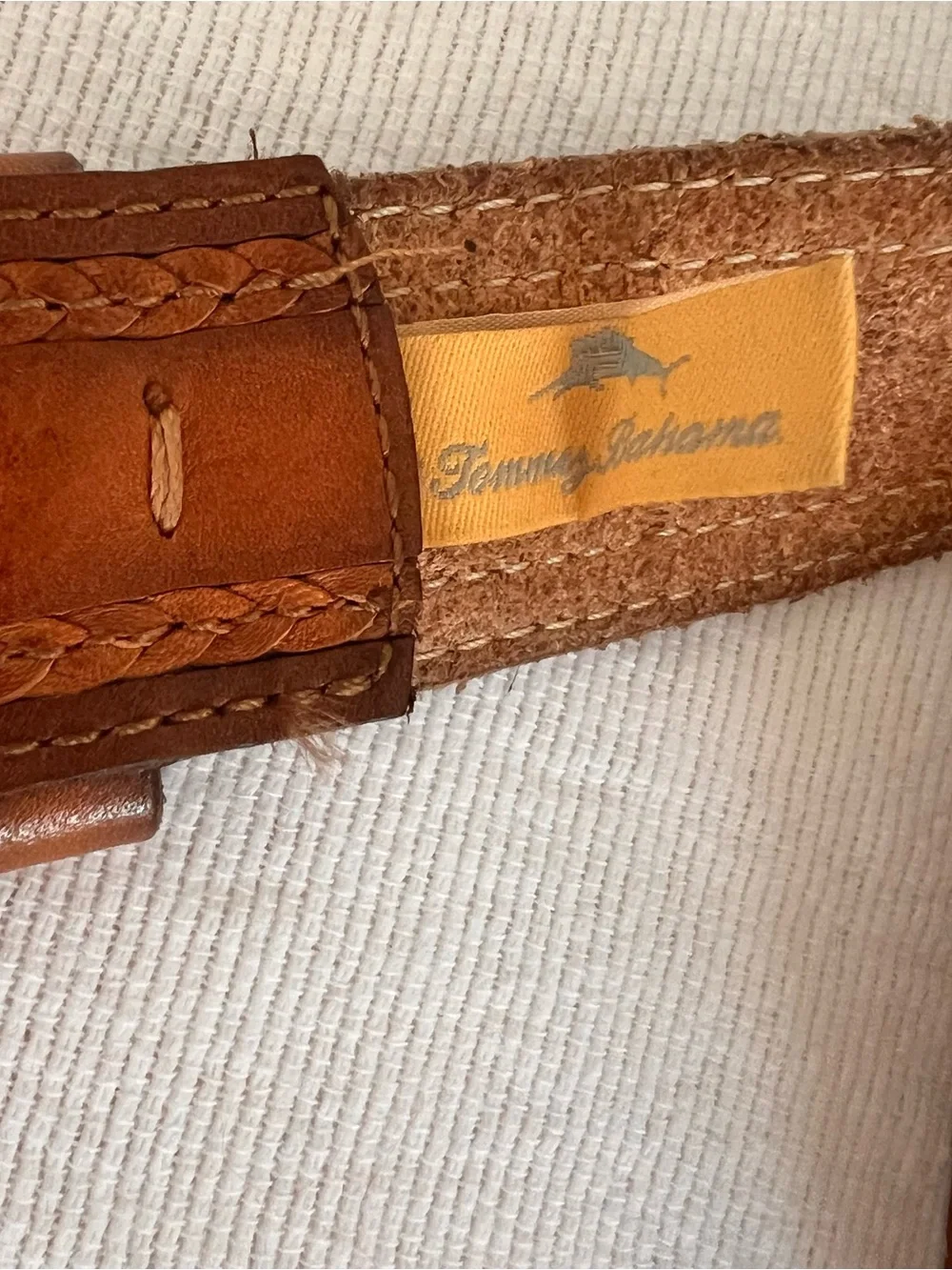 Tommy Bahama Men’s Leather Belt Brown with “Make Life One Long Weekend” SZ 42